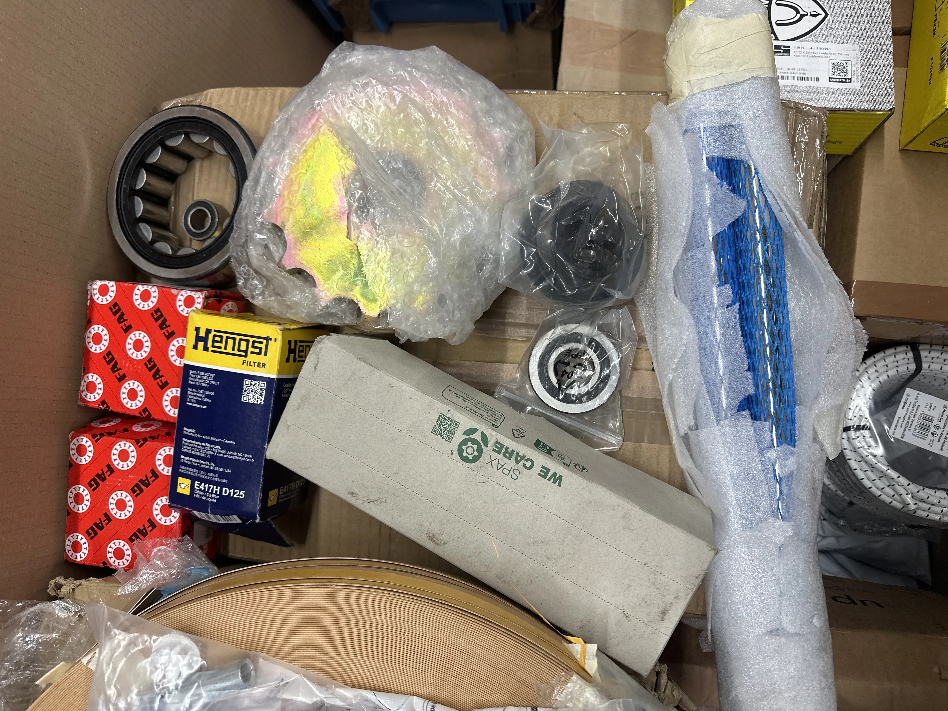 FAG-Lager, Hengst-Filter, Dichtungen, Schläuche und mehr