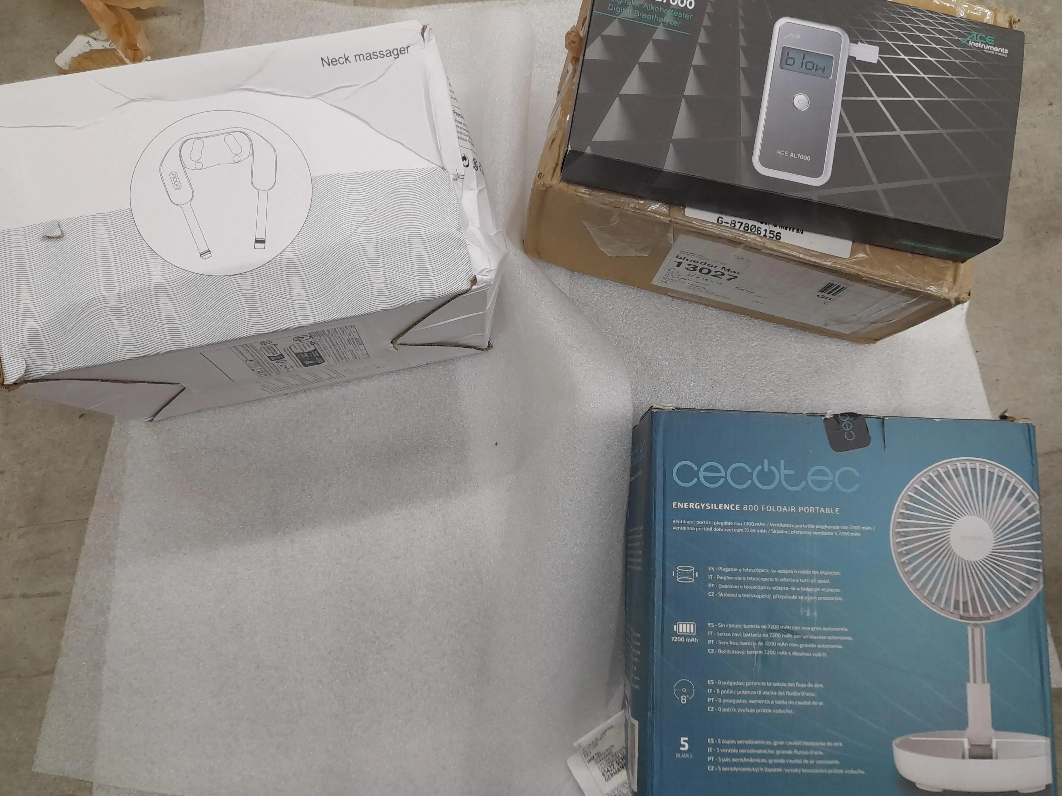 Cecotec Fan, Ace Al7000 Breathalyzer, Neck Massager