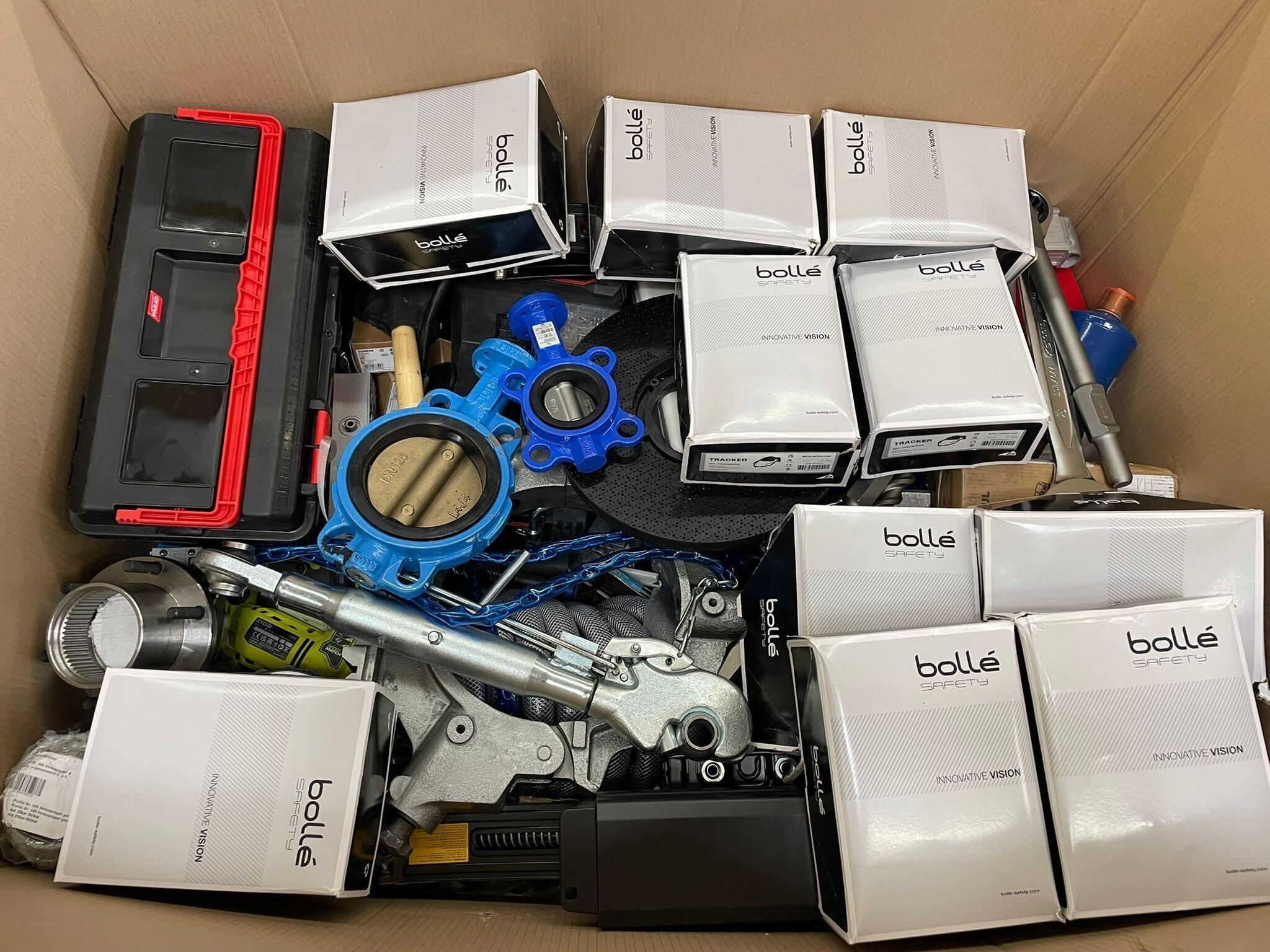 Bollé-Schutzbrillen, Werkzeugkoffer, Ventile und mehr