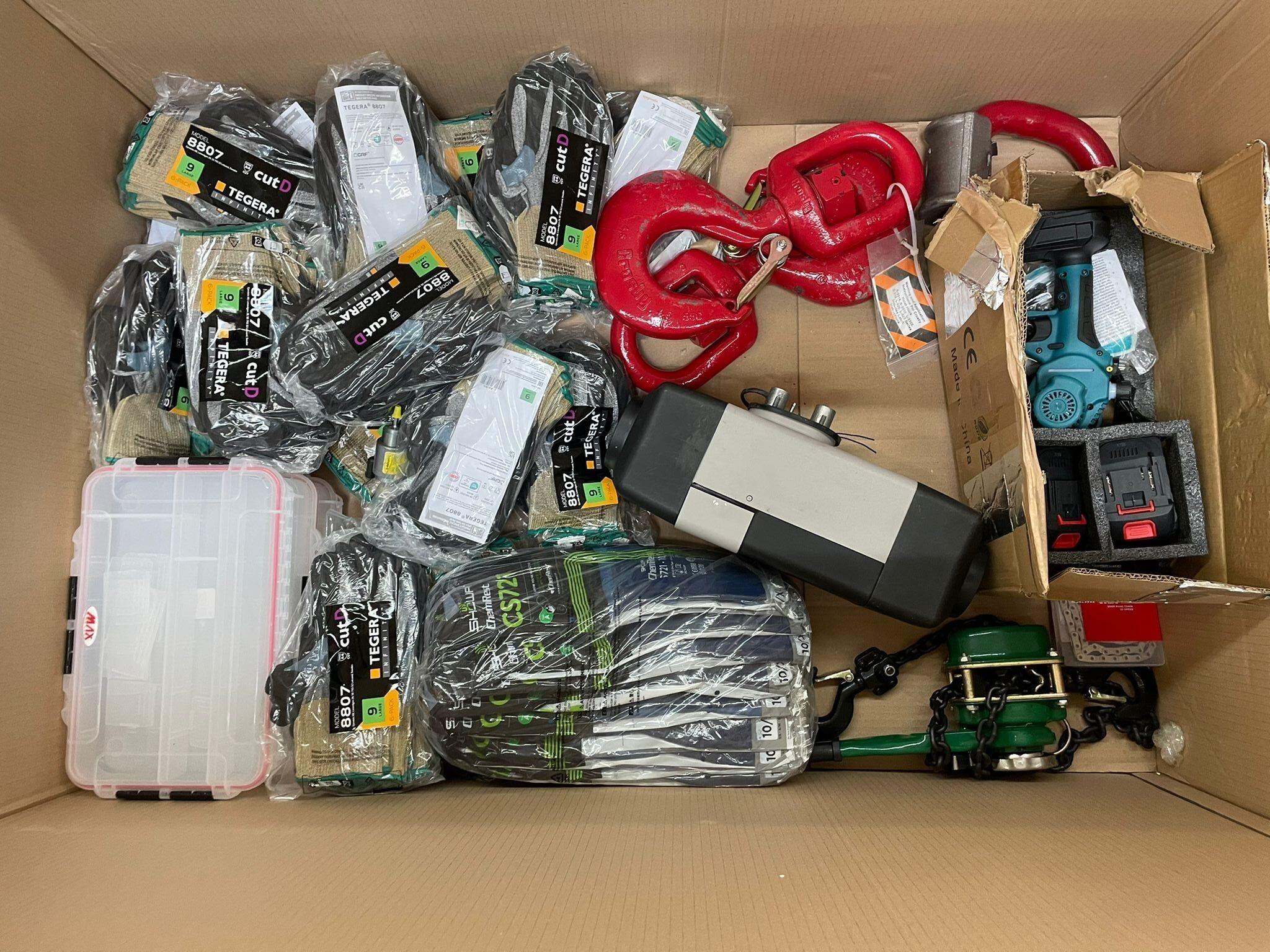 Tegera-Handschuhe, Max-Organizer, Elektrowerkzeug, Haken, Kettenzug, Aufbewahrungsboxen und mehr