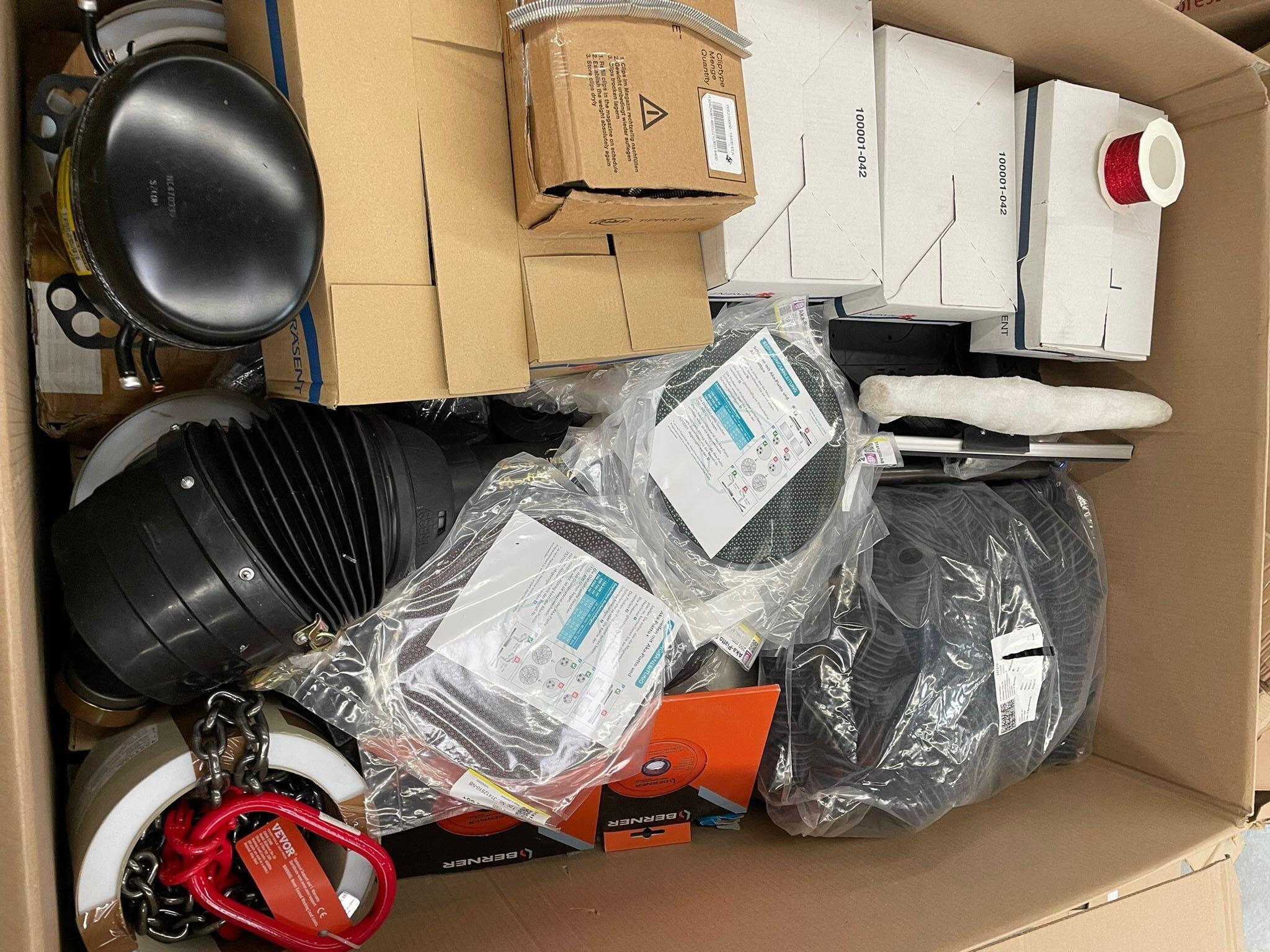 Vevor Ketten, Drahtspulen, Kompressor, Schläuche, Schleifscheiben und mehr