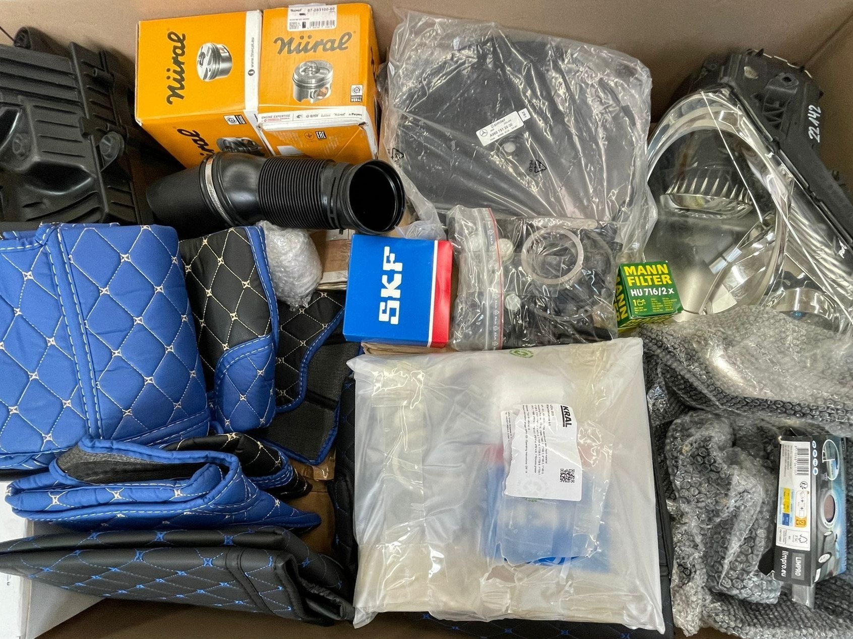 Niiral Pistons, SKF Bearing, Floor Mats, Air Filter, Headlight, Car Parts and more