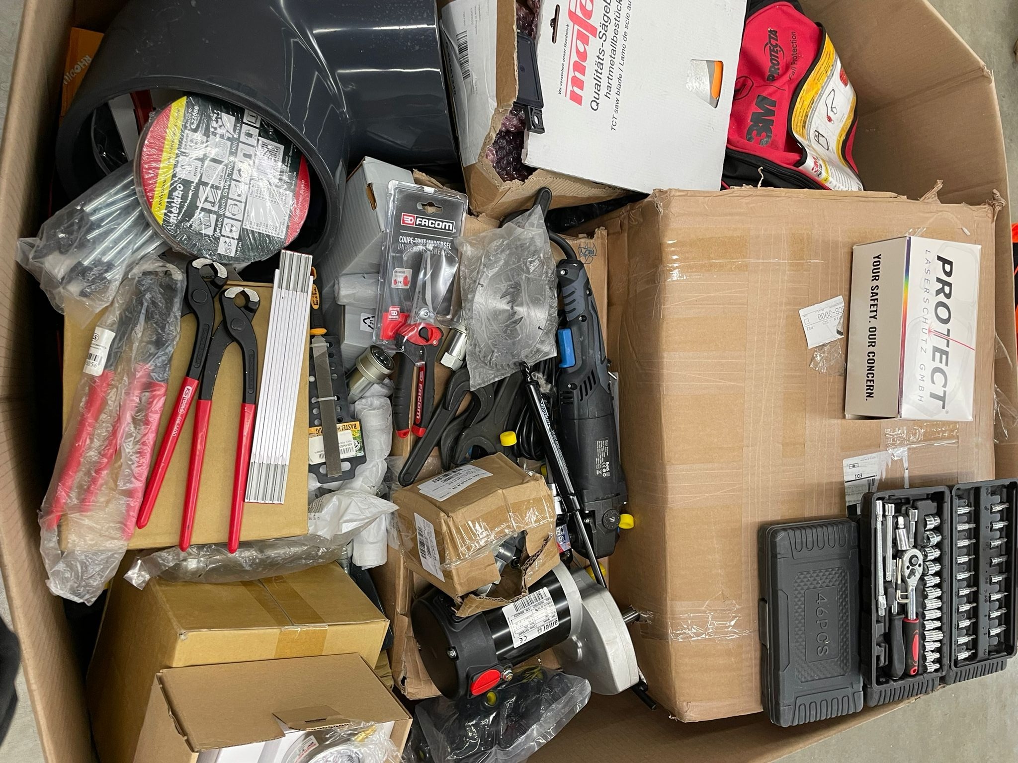 Protect Safety Glasses, Facom Wrench, Power Tools, Grinding Discs, Tool Boxes and more