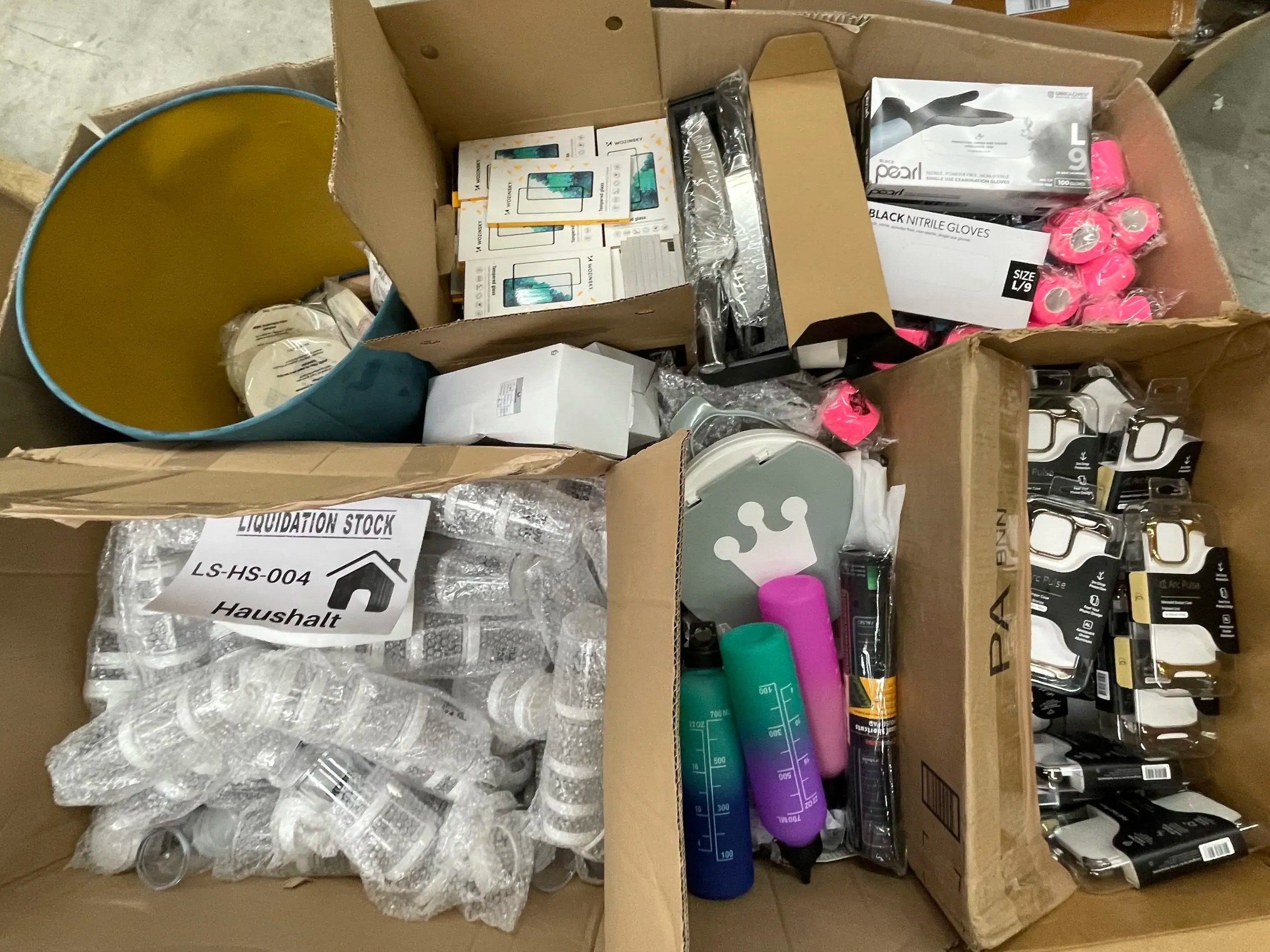 35x Mobile Protectors, 25 Mobile Covers, Water Bottles, Gloves, Cups, Containers and more