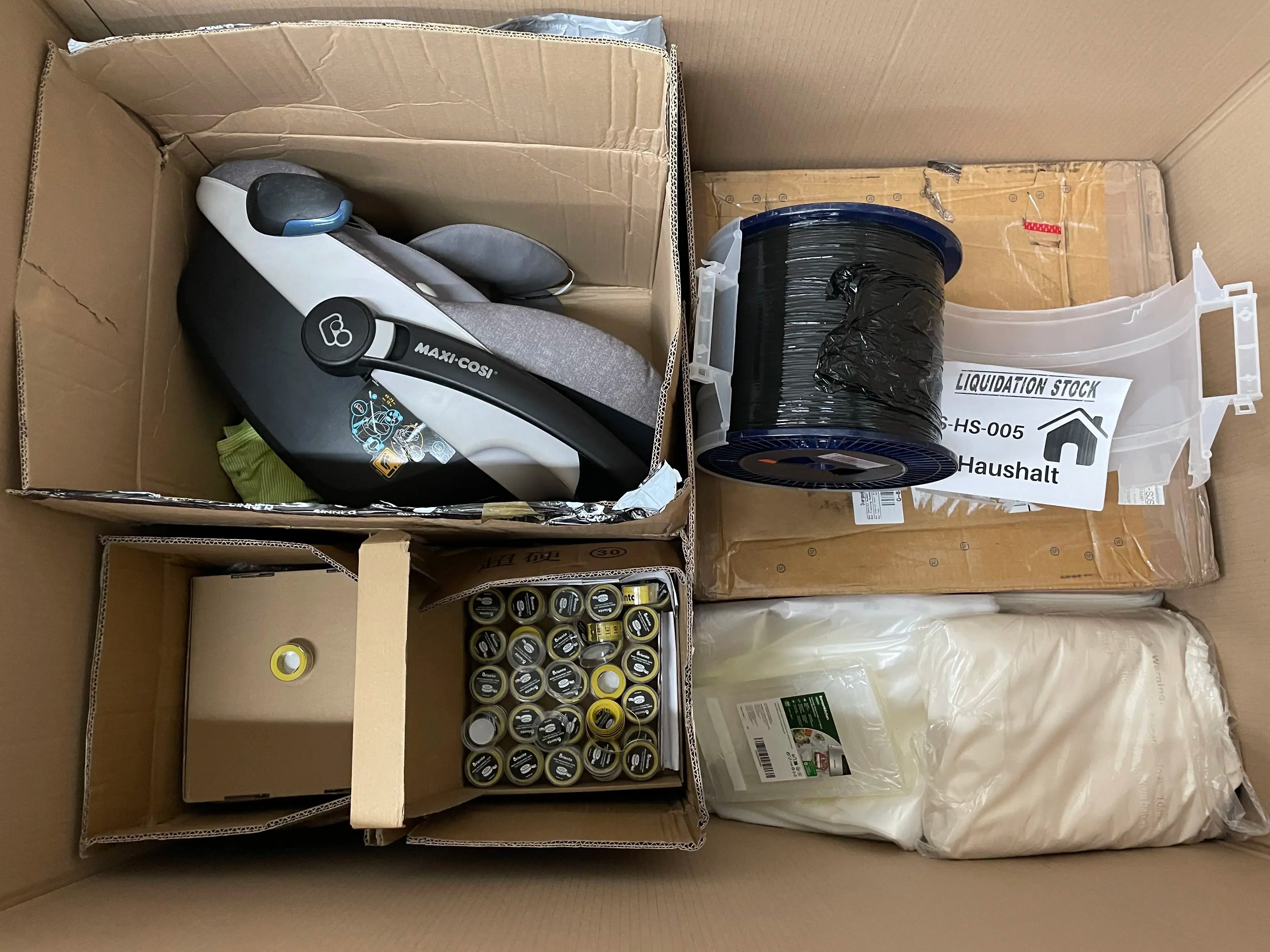 4x Rolls, 2x Measuring Tape Boxes, Maxi-Cosi Car Seat and more