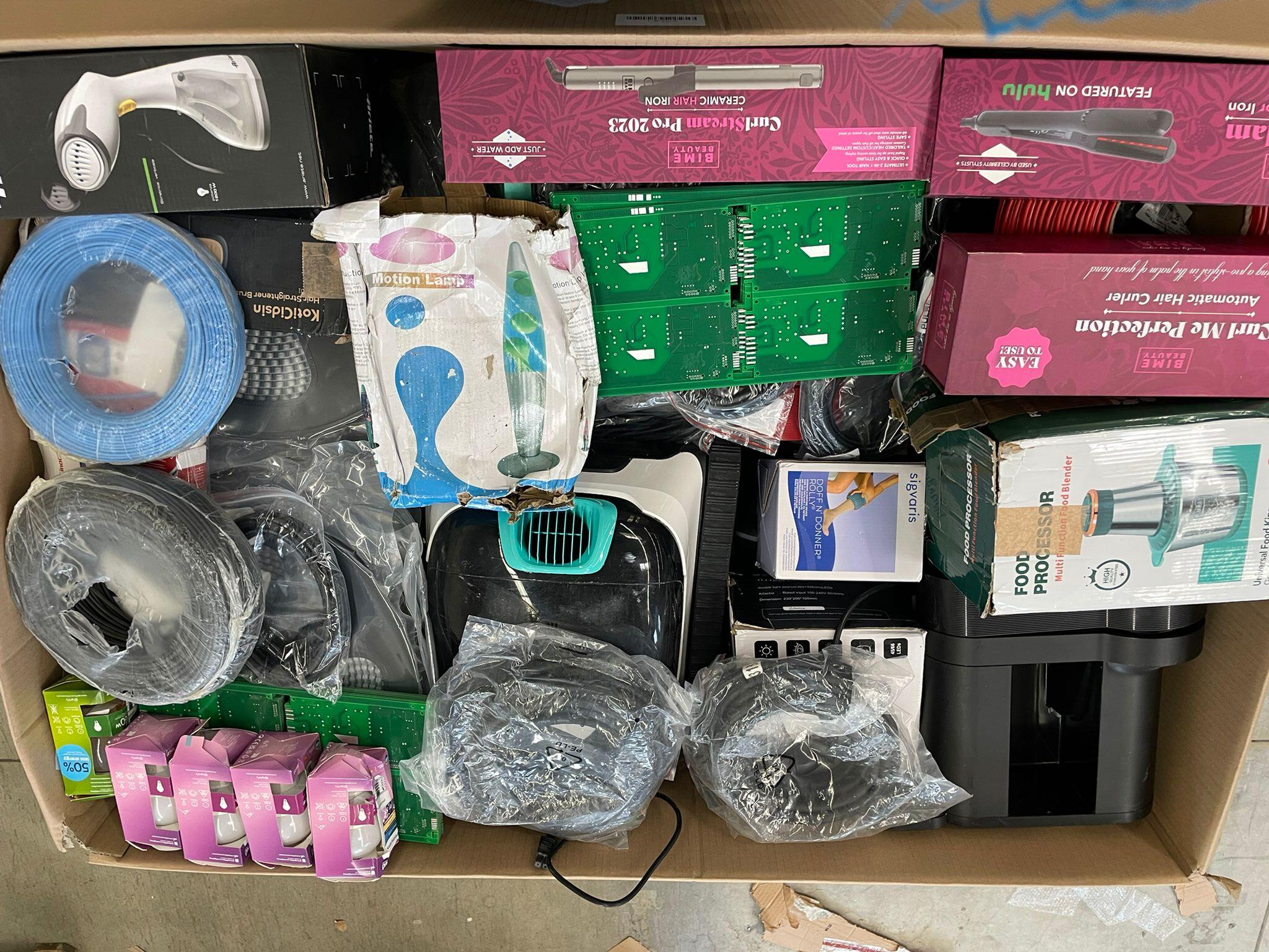 Dampfbügeleisen, BIME Lockenstab, BIME Glätteisen, Küchenmaschine, Dampfgarer, Waffeleisen, Kabel, Leiterplatten, Luftfilter, Glühbirnen und mehr