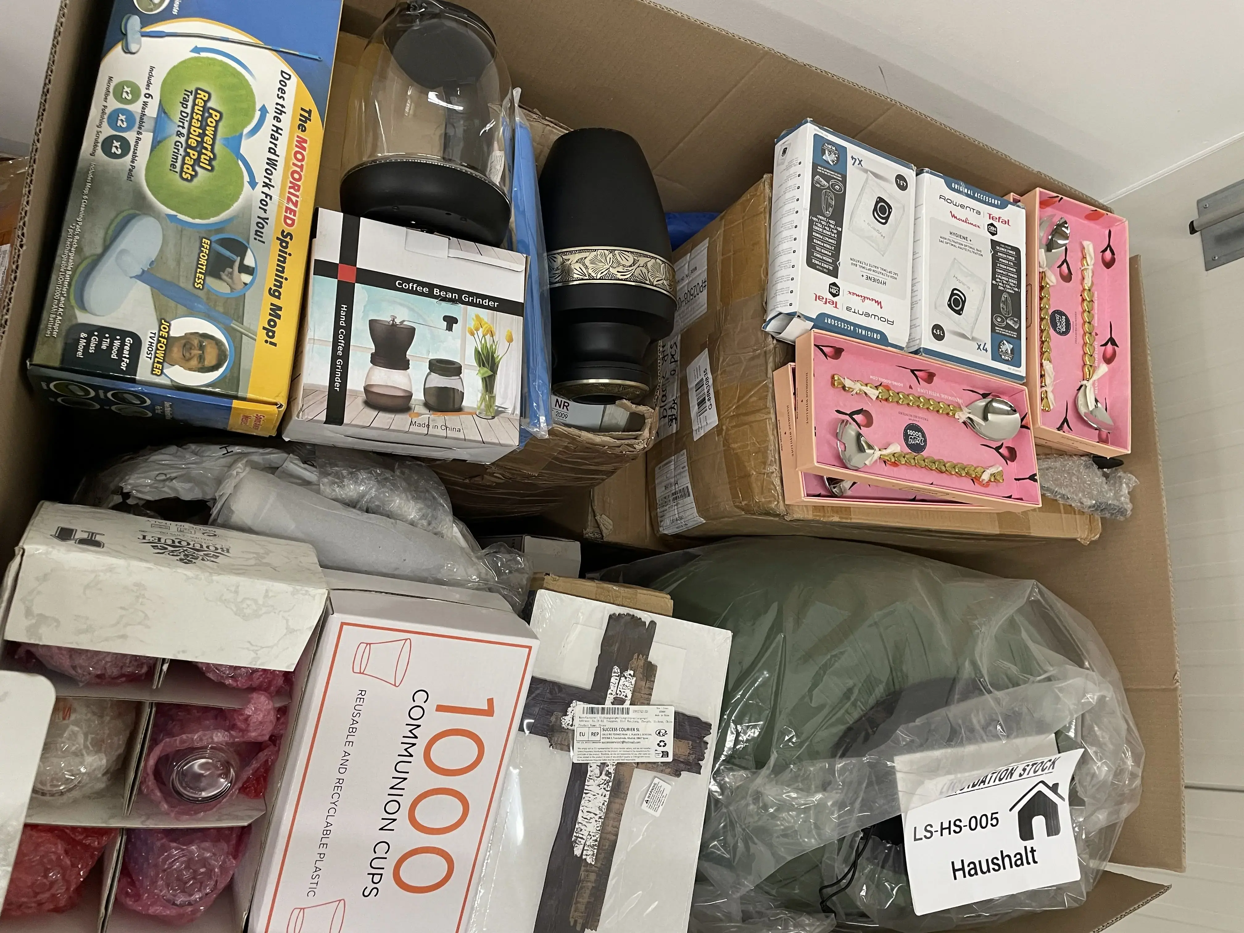 Spinning Mop, Communion Cups, Spoons, Coffee Grinder, Bottles and more